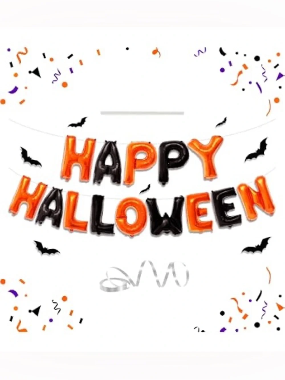 NEW Happy Halloween Mini-Balloon Garland Banner Sign Bats/Stickers Included !!